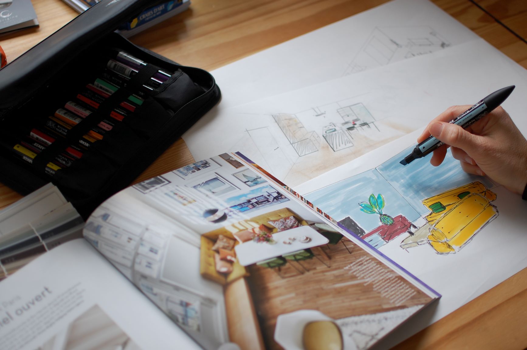 magasine IDEAT inspiration aménagement interieur Dessin décoration interieure feutres professionnels