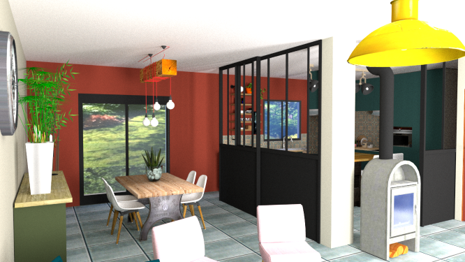 Visuels 3D d’un projet de rénovation complète d’une pièce à vivre dans une villa